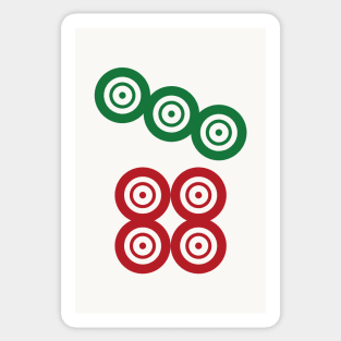 Seven Circle Wheel Dot Qi Tong 筒 Tile. It's Mahjong Time! Sticker